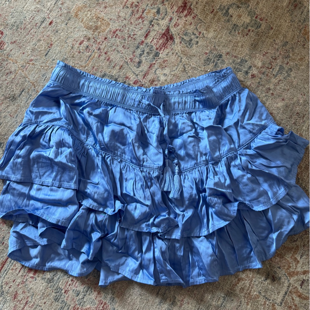 Blue Ruffled Mini Skirt (Aerie)